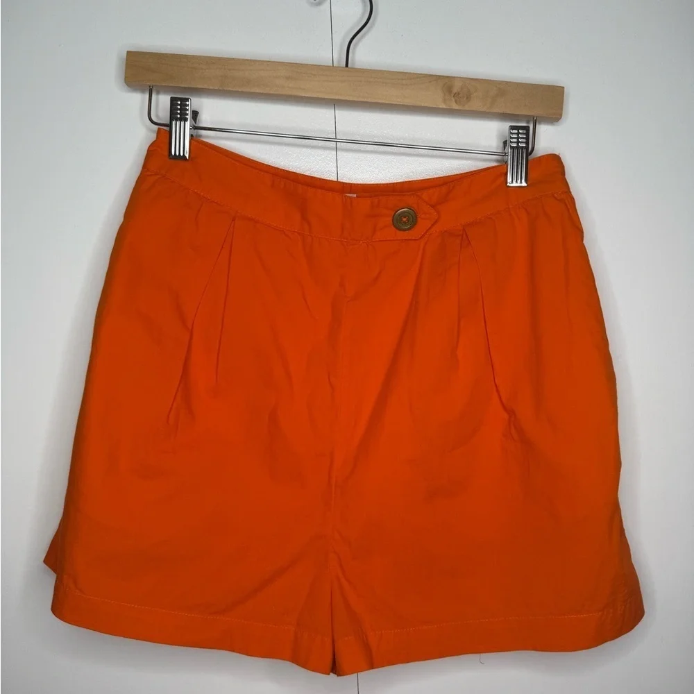 Maeve - Anthropologie - Orange Pleated Poplin Shorts 100% Cotton - US 4 - Picture 1 of 10